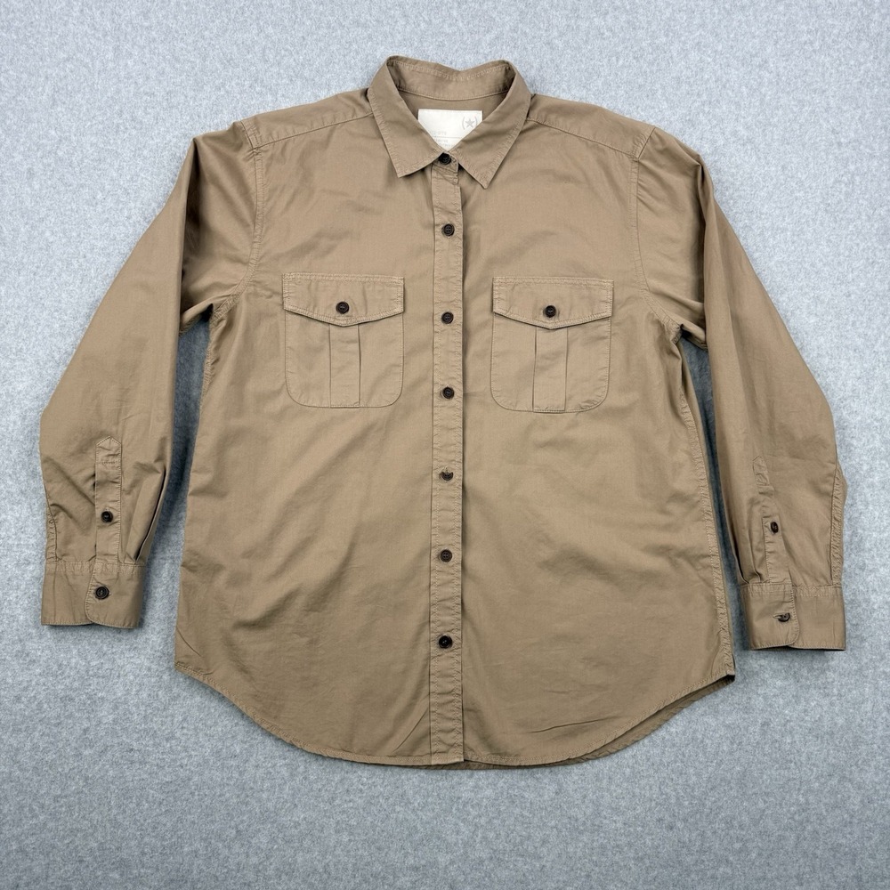 Banana Republic Shirt Womens Medium Beige Tan Utility Guide Button Up Cotton